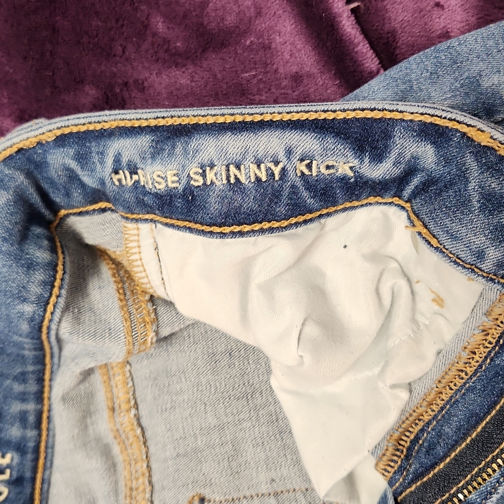 American Eagle, high rise skinny kick, faded